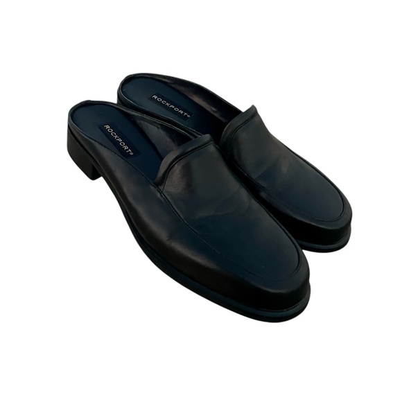 Vintage Rockport Black Leather Mule Heels - Picture 2 of 5